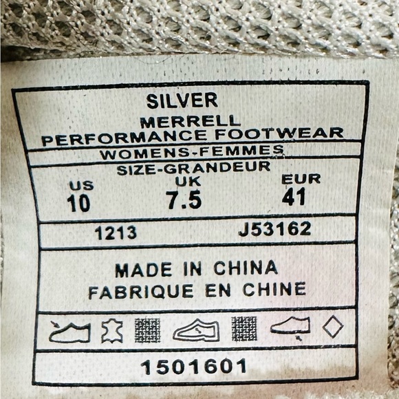 Merrell Womens Size 10 Enlighten Glitz Breeze Silver Gray Zip Up Casual Shoes - Picture 8 of 8